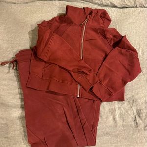Lululemon Scuba Full Zip and Joggers Burgundy